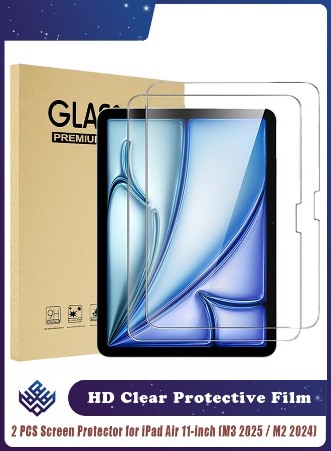 2 Pack Screen Protector for iPad Air 11-inch (M3 2025 / M2 2024) – Tempered Glass Film Guard for iPad A3266, A3267, A3270, A2902, A2903, A2904, 9H Hardness, HD Clear - Image 1